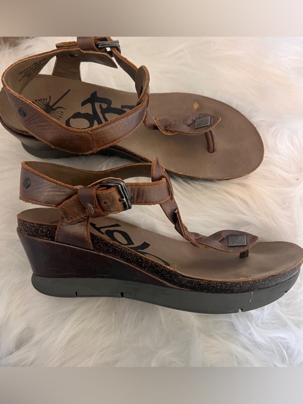 OTBT Graceville Boho Metallic Braided Sandal Wedge 7.5